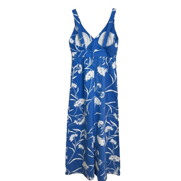 Vtg Malia Honolulu Size 14 Blue White Floral Print Adjustable Strap Maxi Dress - Picture 6 of 10